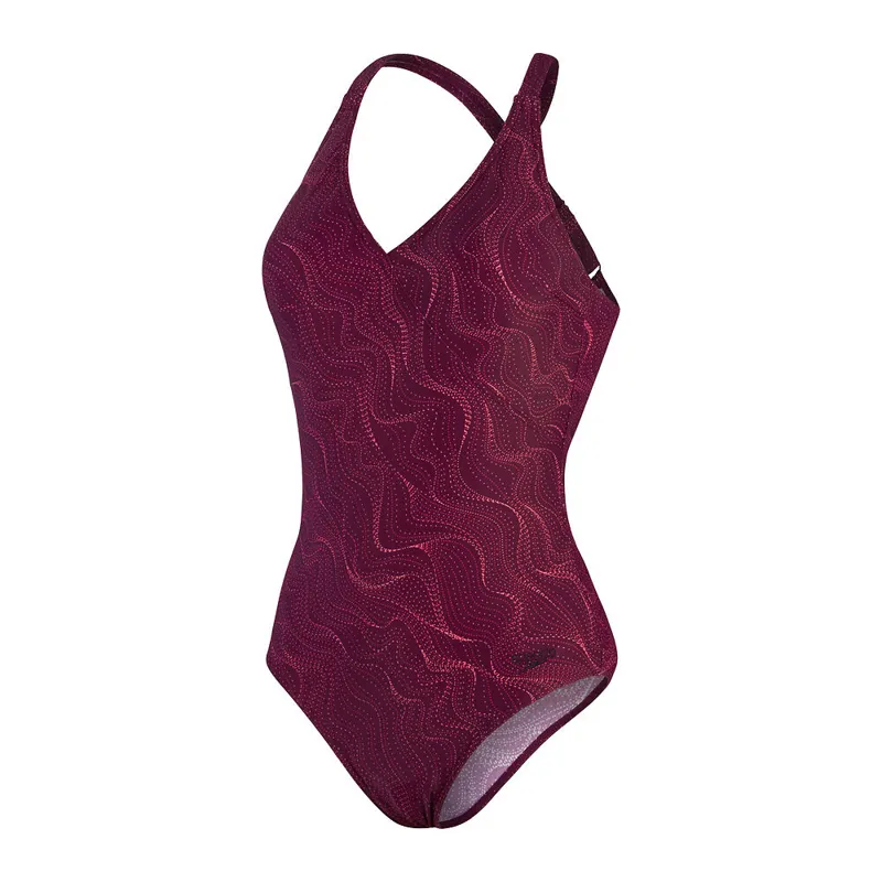 Speedo Women's Shaping Printed Lexi 1 Piece Deep Plum/Cherry